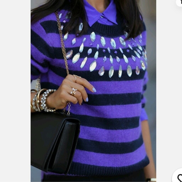 Juicy Couture Sweaters - JUICY COUTURE vintage wool cashmere mohair sweater crystals black purple size XS